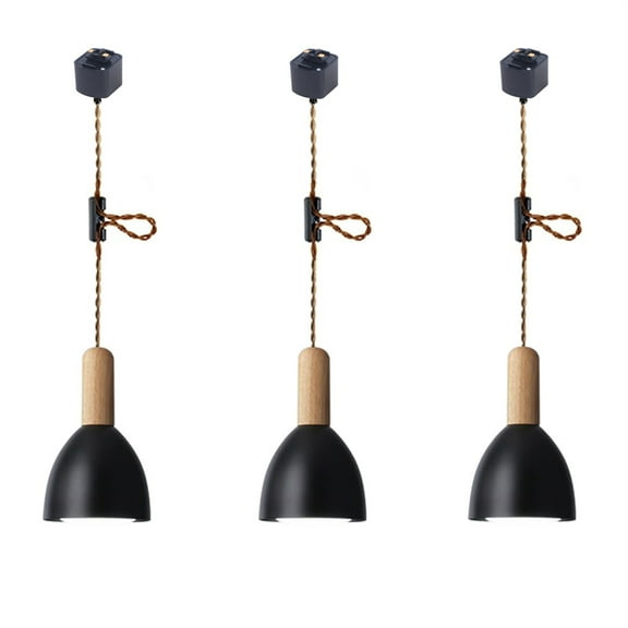 JLOWCO Adjustable Height Track Lighting Hanging Pendant Light H Type Kitchen Pendant Lighting Over Island 3 Pack Pendant Lights Kitchen Island Black (LED Bulb Include)