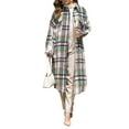 thumbnail image 2 of Kmbangi Women Coat Slit ?Plaid Printing Button-down Overcoat, 2 of 9