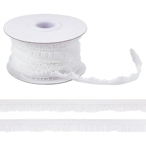 Polyester Elastic Stretch Lace Trim for Doll Clothes Sewing Craft Supplies White 3/8 inch(10mm) about 10.00 Yards(9.14m)/Roll