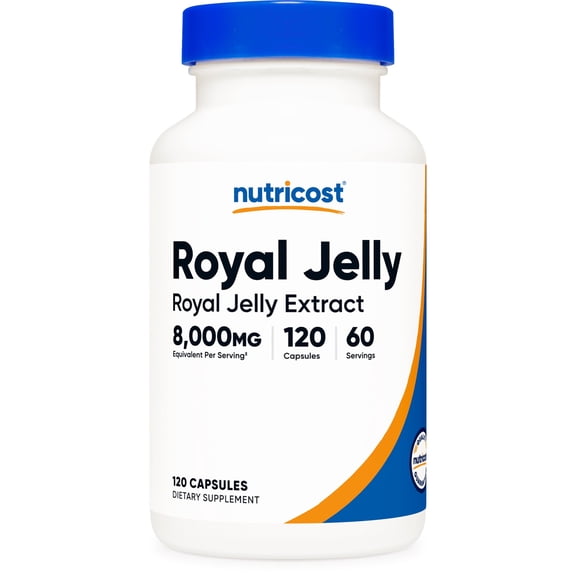 Nutricost Royal Jelly (8,000mg Equivalent) 120 Capsules - Royal Jelly Extract, GMO-Free, Gluten-Free, 60 Servings