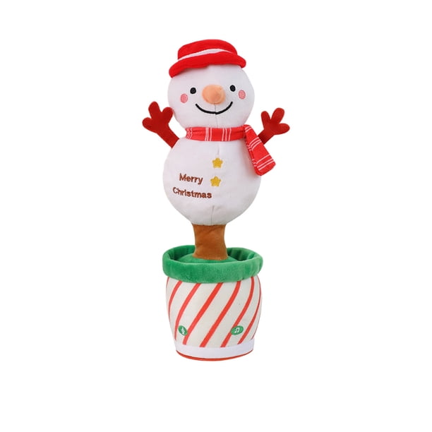Juguete de cactus navideño que baila, muñeco de nieve de peluche que habla, juguete musical para bebés, muñeco de nieve que canta, imita y habla, juguete de cactus para niños y niñas