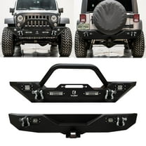 Vijay Steel Front and Rear Bumper For 2007-2017 Jeep Wrangler JK/JKU with Winch Plate and LED Lights