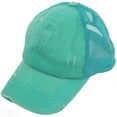 thumbnail image 3 of C.C Ponytail Messy Buns Trucker Ponycaps Plain Baseball Visor Cap Dad Hat (Distressed Solid Turquoise), 3 of 3
