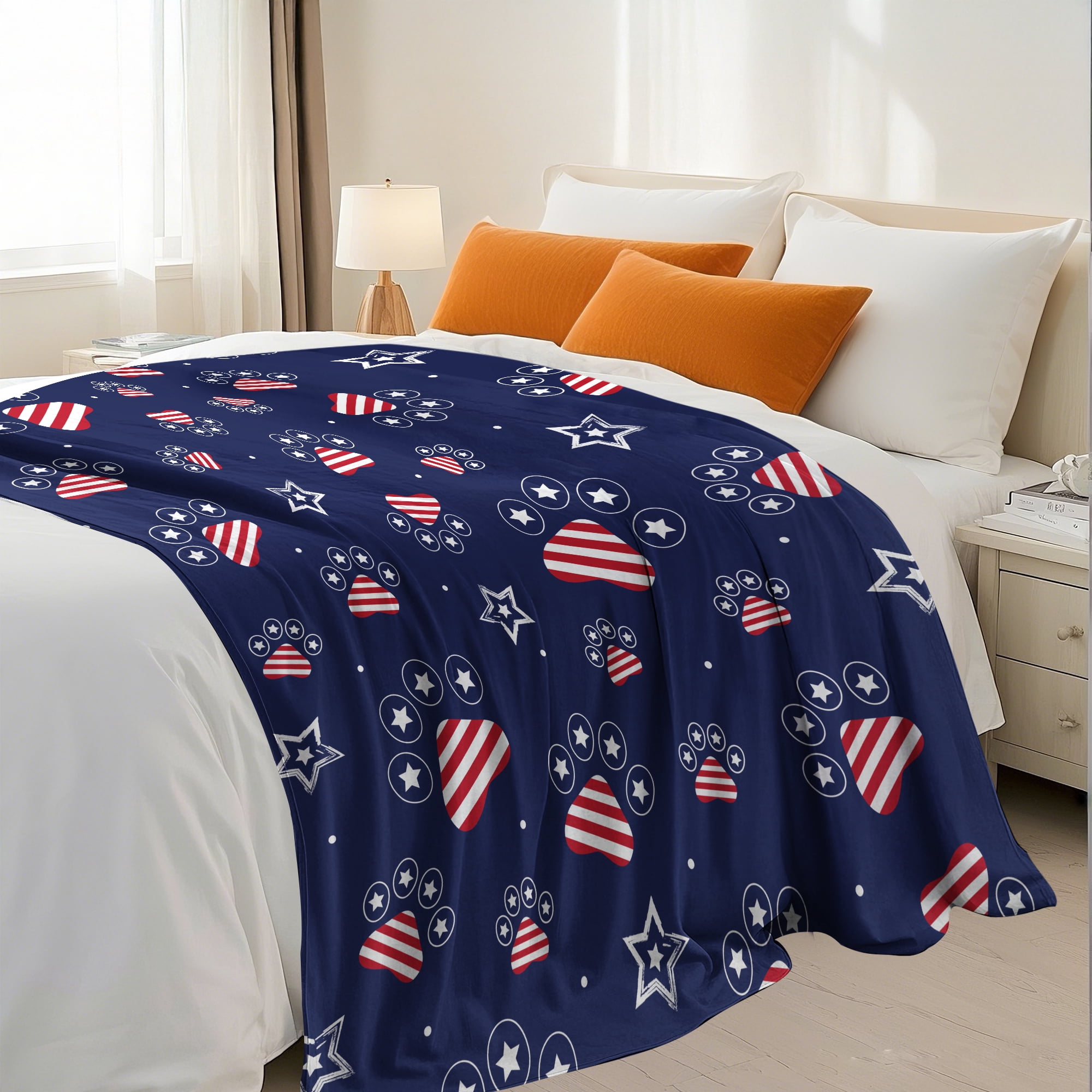 Flannel Fleece Throw Blanket, Soft Large Throw Blanket, Lightweight Cozy Plush Throw Blanket Fit Sofa Bed, 50"x60", Dog Paws