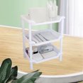 thumbnail image 4 of Estante de cocina y almacenamiento de maquillaje desmontable, multiusos para dormitorio, organizador de encimera de baño funcional de 3 niveles de color blanco, 4 of 7