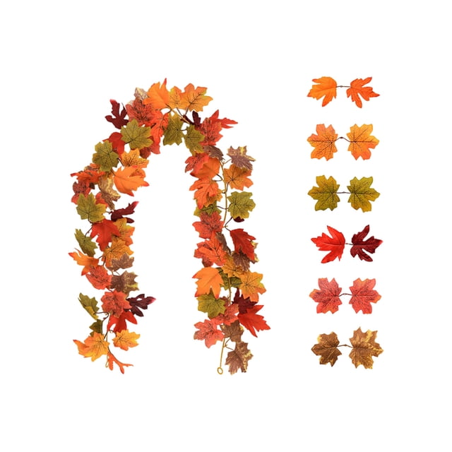 Halloween Decorations Indoor,Halloween Thanksgiving Decorations Artificial Leaf - Rattan Hanging Pumpkin Maple Leaf Garland