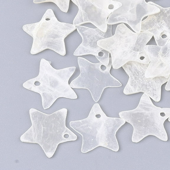 50pc Capiz Shell Charms Star Beige 12~13x12.5~13x1mm Hole: 1.2mm