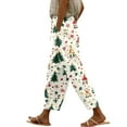 thumbnail image 6 of Women's Fashion Christmas Trees Print Casual Pants with Drawstring Elastic Waist and Pockets, Long Trousers for Festive Occasions and Home Lounging,Yellow,M, 6 of 6