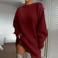 thumbnail image 2 of BODOAO Sweater Dresses for Women 2025 Mid Length Dress with Shoulder Sleeves and Half Turtleneck Sweater Fall Fashion Mock Neck Long Lantern Sleeve Oversized Outfits Knit Sweater Tops Wine Xxl, 2 of 3