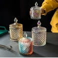 thumbnail image 4 of 300m/10OZ Candy Dishes with Lids Glass Candy Jar Diamond Cookie Tin Jar Crystal Sugar Cube Bowl Tray Food Containers Candy Buffet Decorative Jars for Wedding Party Display Apothecary Pot (Colorful), 4 of 6