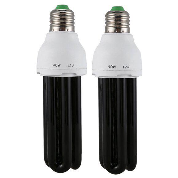 2X E27 40W UV Ultraviolet Fluorescent Blacklight CFL Light Bulb Lamp 220V Shape:Straight Wattage Voltage:40W DC 12V