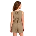 thumbnail image 7 of KPOPLK Girl's 2 Piece Outfits Summer Solid Color Linen Tank Top and Paperbag Waist Striped Shorts Set for 8 9 10 11 12Years(11 Years,Khaki), 7 of 7