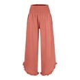 thumbnail image 3 of Endives Women's Linen Pant High Waist Elastic Casual Loose Long Pants SpringTrendy Orange, 3 of 7