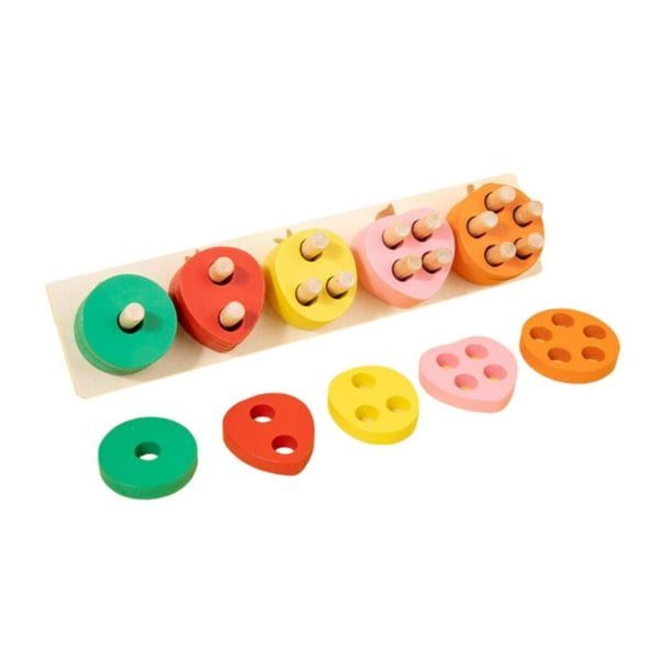 Clasificador de formas de madera Juguete de emparejamiento de formas de madera Juguete sensorial educativo Montessori fruta B