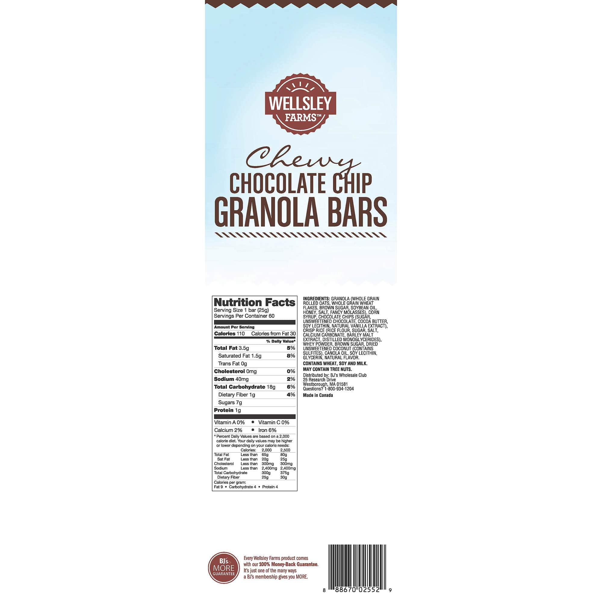 Wellsley Farms Chewy Chocolate Chip Granola Bars, .88 oz, 60 Count