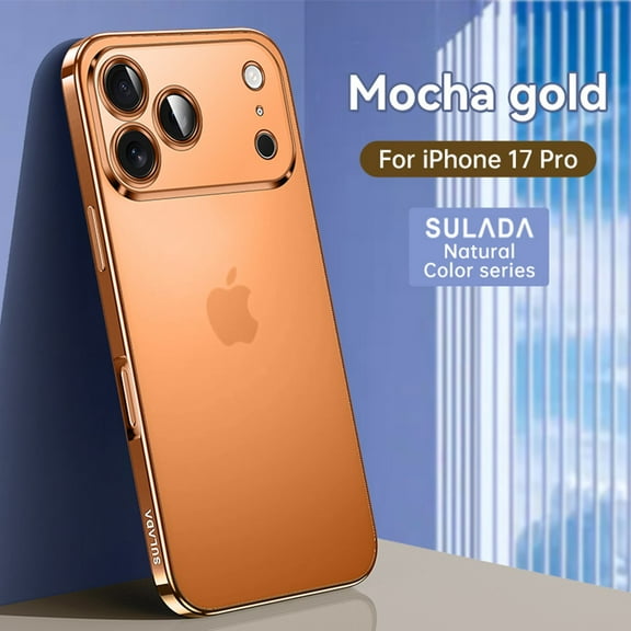 ELEHOLD Matte Clear Case for For iPhone 17 Pro 2025, Camera Lens Full Protection Semi-Transparent Non-Yellowing Shockproof Protective Plating Case for For iPhone 17 Pro ,Orange