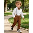 thumbnail image 2 of CARETOO Toddler Boys Suit Boys Formal Outfit Set Dress Shirt Bowtie Suspender Pants 1-5T Baby Boy Church Christening Wedding Easter Clothes 3T, 2 of 9