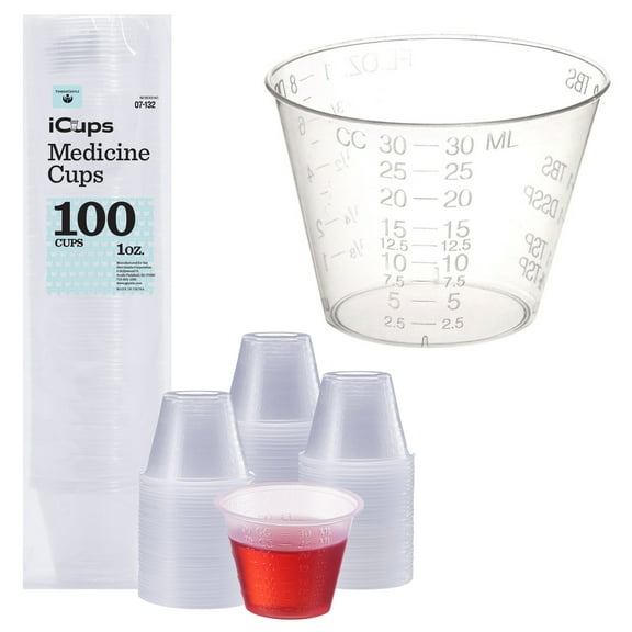 Tender Gentle Disposable Medicine Cups 1 oz - 30ml [100 ct.] Clear Small Pill Measuring Cups with Clear Markings
