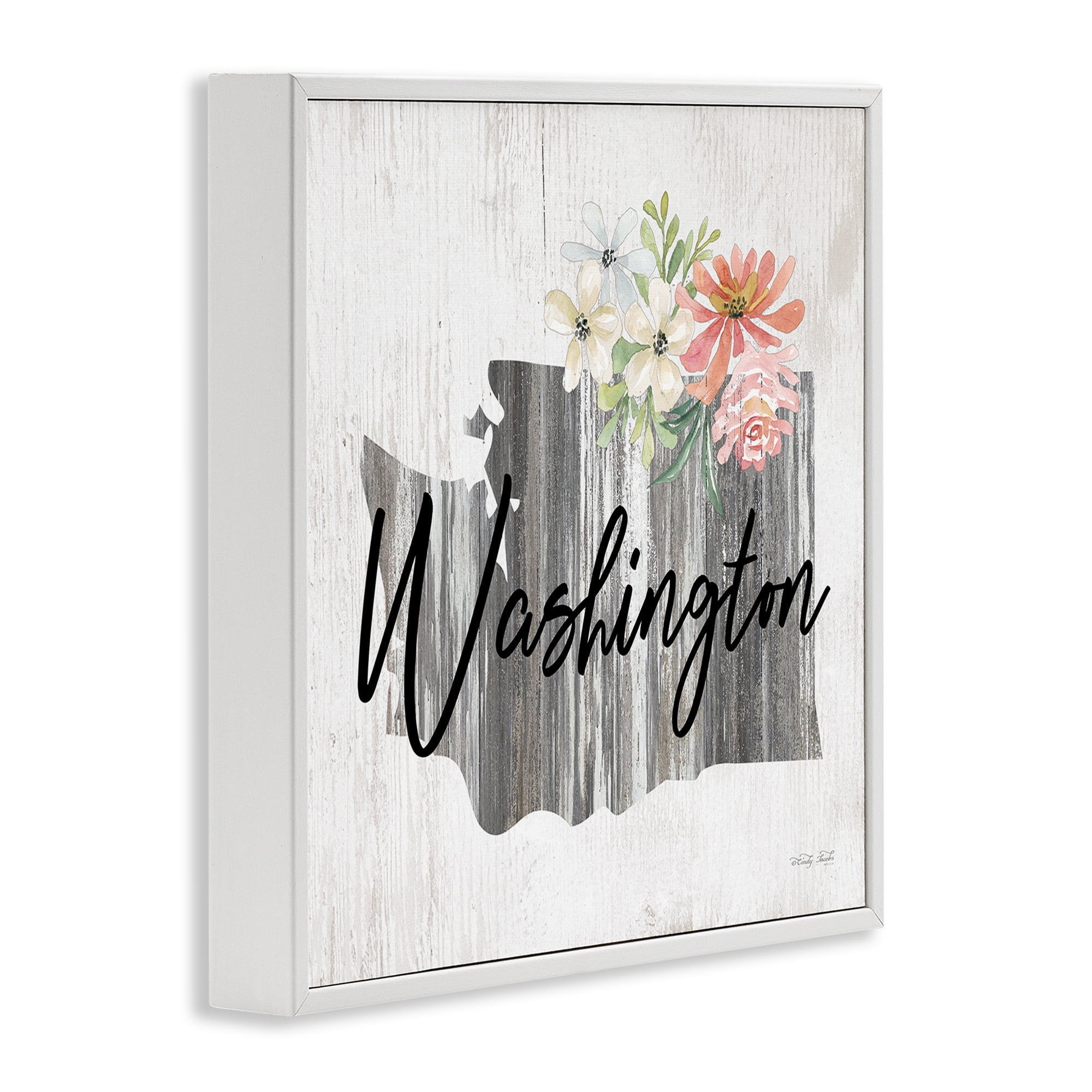 Stupell Industries Shabby Chic Washington Botanical & Floral Painting White Framed Art Print Wall Art, 17 x 17