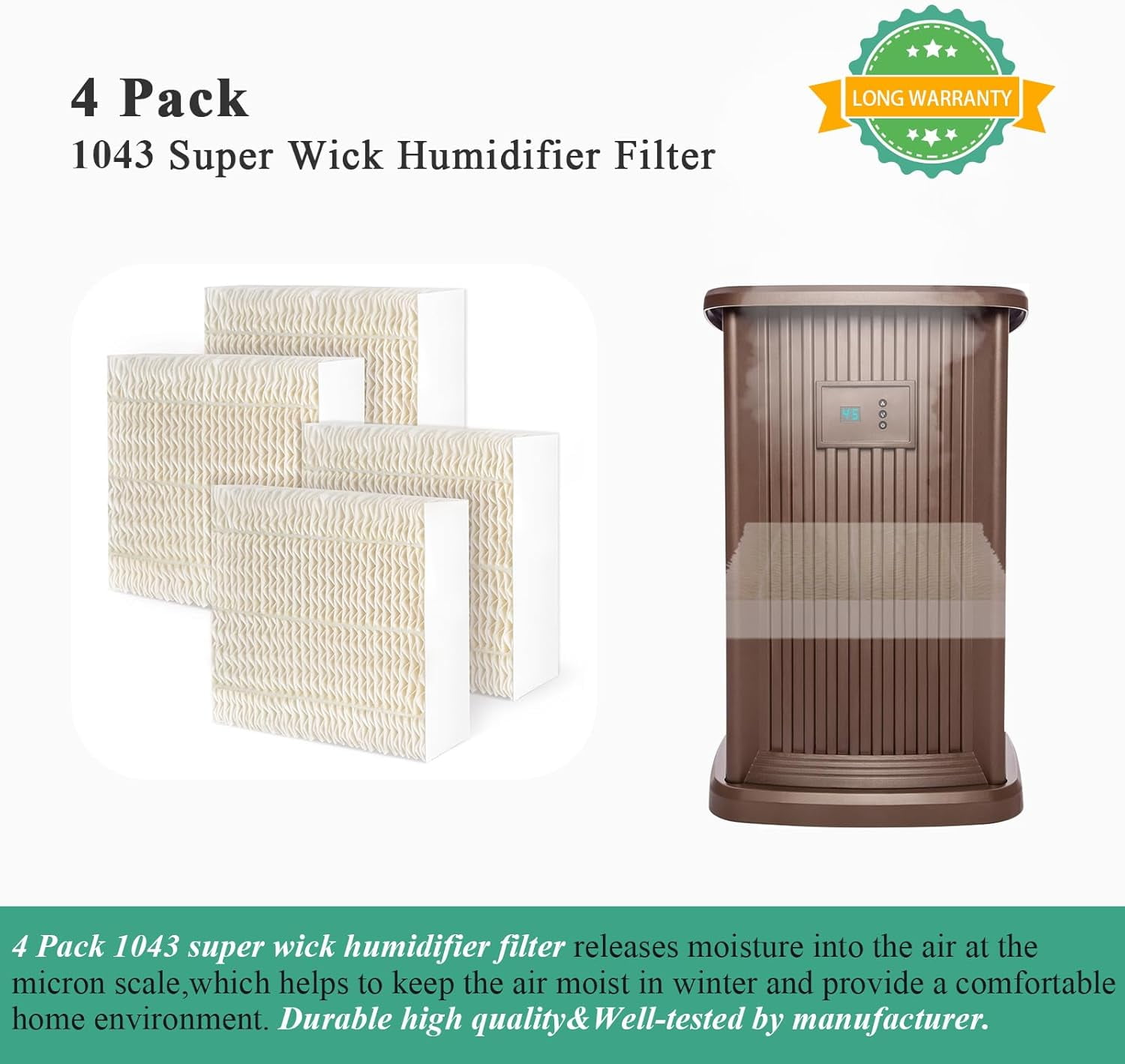 1043  Humidifier Wick Filters 4 Pack  for Essick AirCare EP9500 EP9700 EP9800