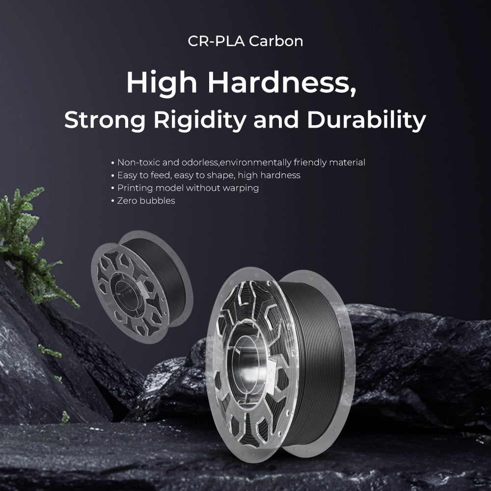 Creality Official 3D Printer Filament PLA Carbon Fiber Filament with Strong Hardness Easier to Shape Compatible with All Fused Deposition Modeling 3D Printers, 1kg Spool for Home DIY Kids