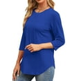 thumbnail image 4 of Fantaslook Womens Plus Size Tops 3/4 Sleeve Pleated Dressy Blouses Crew Neck Casual Tunic Tops Summer Shirts, 4 of 8