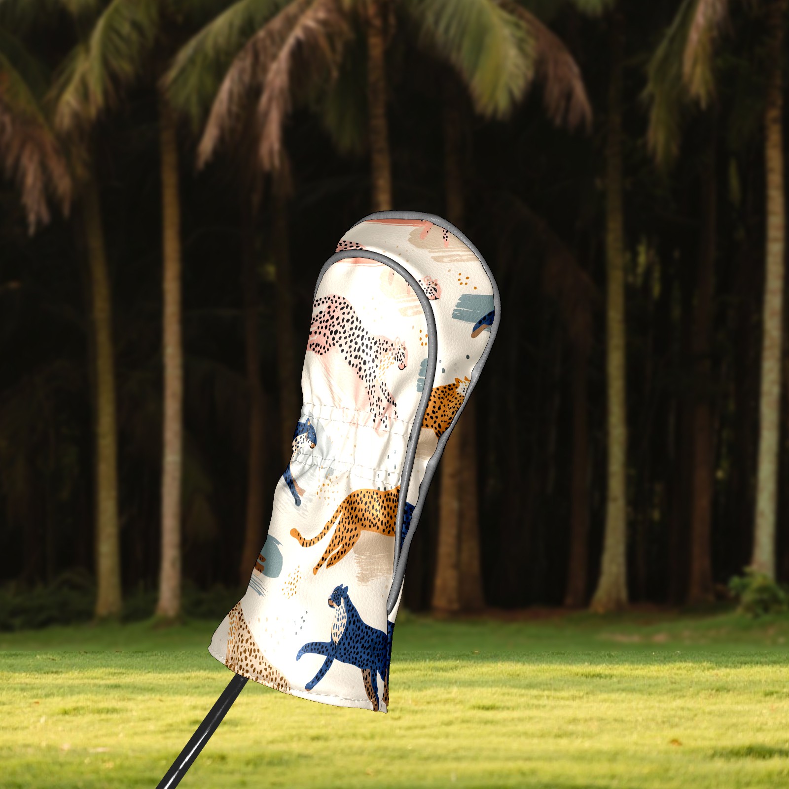 Golf Club Head Covers - Black & White Geometric Design, Waterproof, Velvet Lining, Fits Driver/Hybrid/Putter, Gift for Men & Women