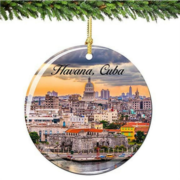 City-Souvenirs Havana Cuba Christmas Ornament Porcelain Double Sided 2.75 Inches