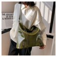 thumbnail image 3 of Bolso De Mujer Europeo Y Americano Bolso Locomotora Con Remache De Flecos Gran Capacidad Cera De Aceite Moda Bandolera De Un Hombro Bolso De Mujer Verde, 3 of 5