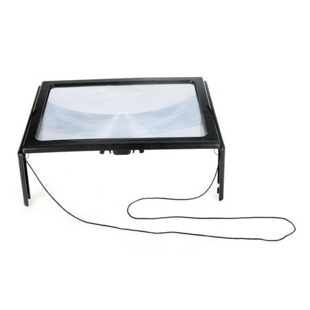 - Ultrathin A4 Full Page Large PVC Magnifier 3X Foldable Magnifying Glass Loupe Hands Free for Reading with 4 LED Lights