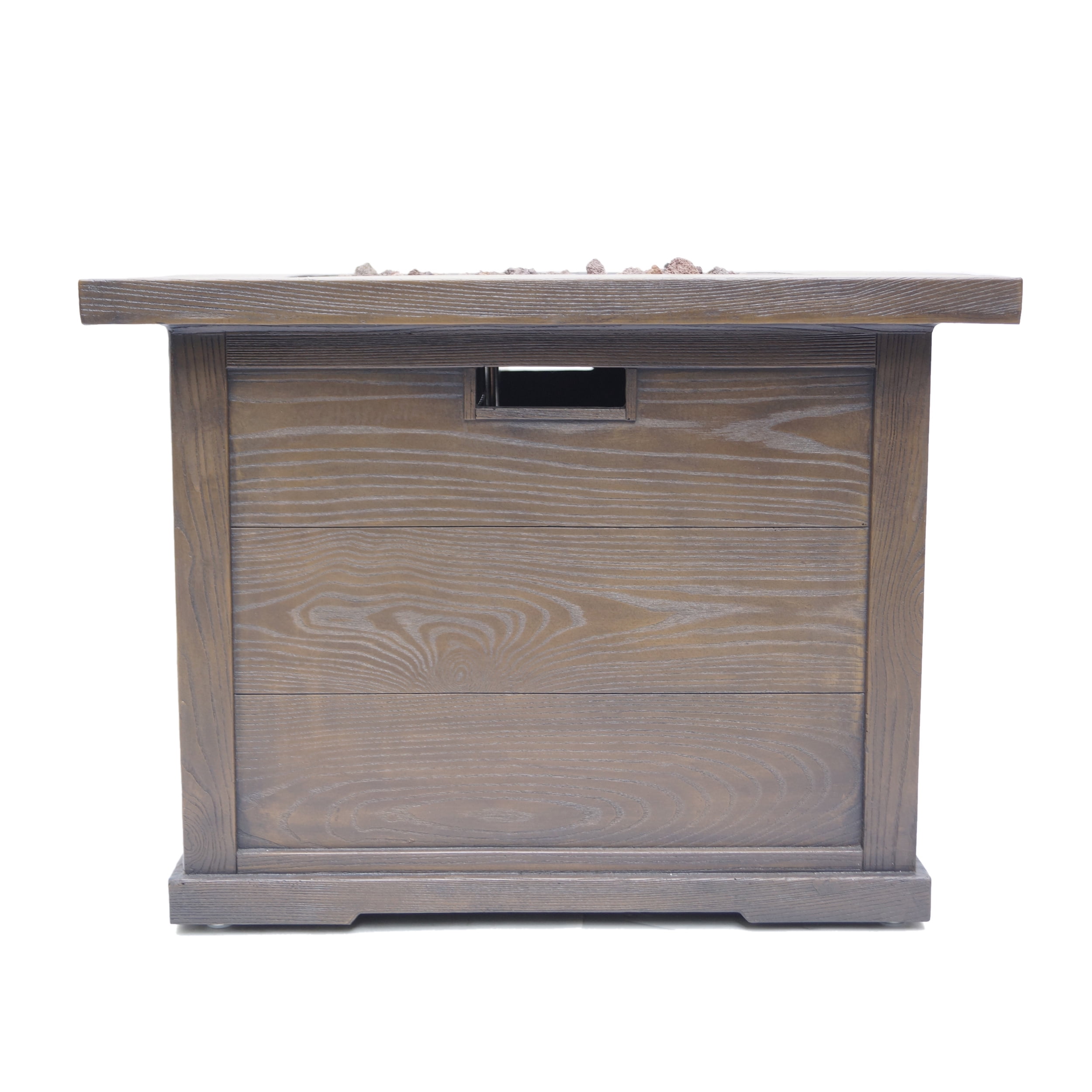 Colby Outdoor Square Gas Fire Pit, Brown Wood Pattern