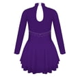 thumbnail image 4 of iEFiEL Girls Long Sleeve Dance Skirted Leotard Figure Ice Skating Gymnastics Leotard Dress Ballerina Dancewear Purple 14, 4 of 7
