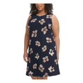 thumbnail image 3 of TOMMY HILFIGER Womens Navy Stretch Floral Sleeveless Crew Neck Above The Knee Wear To Work Shift Dress Plus 16W, 3 of 4