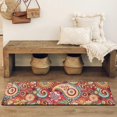 thumbnail image 4 of Red Pioneer Flower and Paisley Pattern Bathroom Rugs Mat,Non Slip Microfiber Bathroom Rug,Rubber Backing,Soft Bathroom Mats for Bathroom Floor,Tub and Shower,47x17in(120x43cm), 4 of 5
