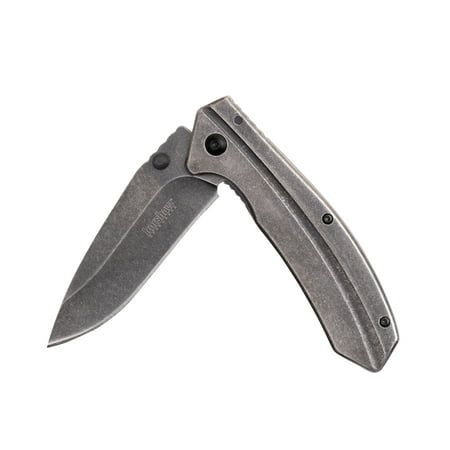 Kershaw Filter (1306BW) Folding Pocket Knife, 3.2” High-Performance 4Cr14 Steel Blade, BlackWash Finish, Stainless Steel Handle, Deep-Carry Pocket Clip, Frame Lock, SpeedSafe Assisted Opening, 5