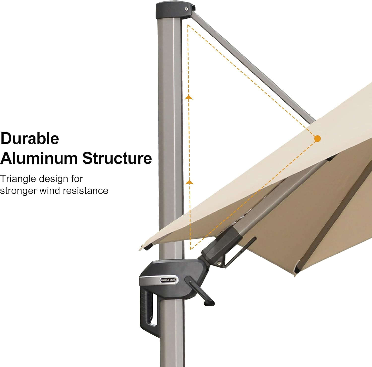 PURPLE LEAF OUTDOOR 8' X 8' Left-right Tilting Patio Umbrella Outdoor Swivel Cantilever Umbrella Aluminum Offset Umbrella with Champagne Frame for Garden Pool, Beige