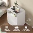 thumbnail image 4 of FANRAL Set of 2 Modern 2 Drawer Nightstands with Charging Station,Wooden Bedside Table End Table with Curved Silhouette & Metal Handles,White Night Stand, 4 of 7