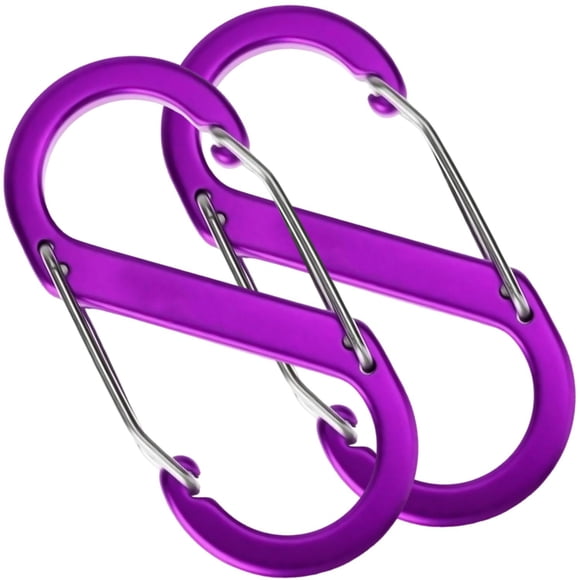 Mosquetones Tipo S VentDepot TwinLockPurple 2Pzas 10kg Bloqueo Automático Morado Aleación De Aluminio