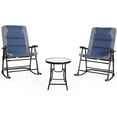 thumbnail image 1 of Costway 3PCS Folding Bistro Set Rocking Chair Cushioned Table Garden Blue, 1 of 10