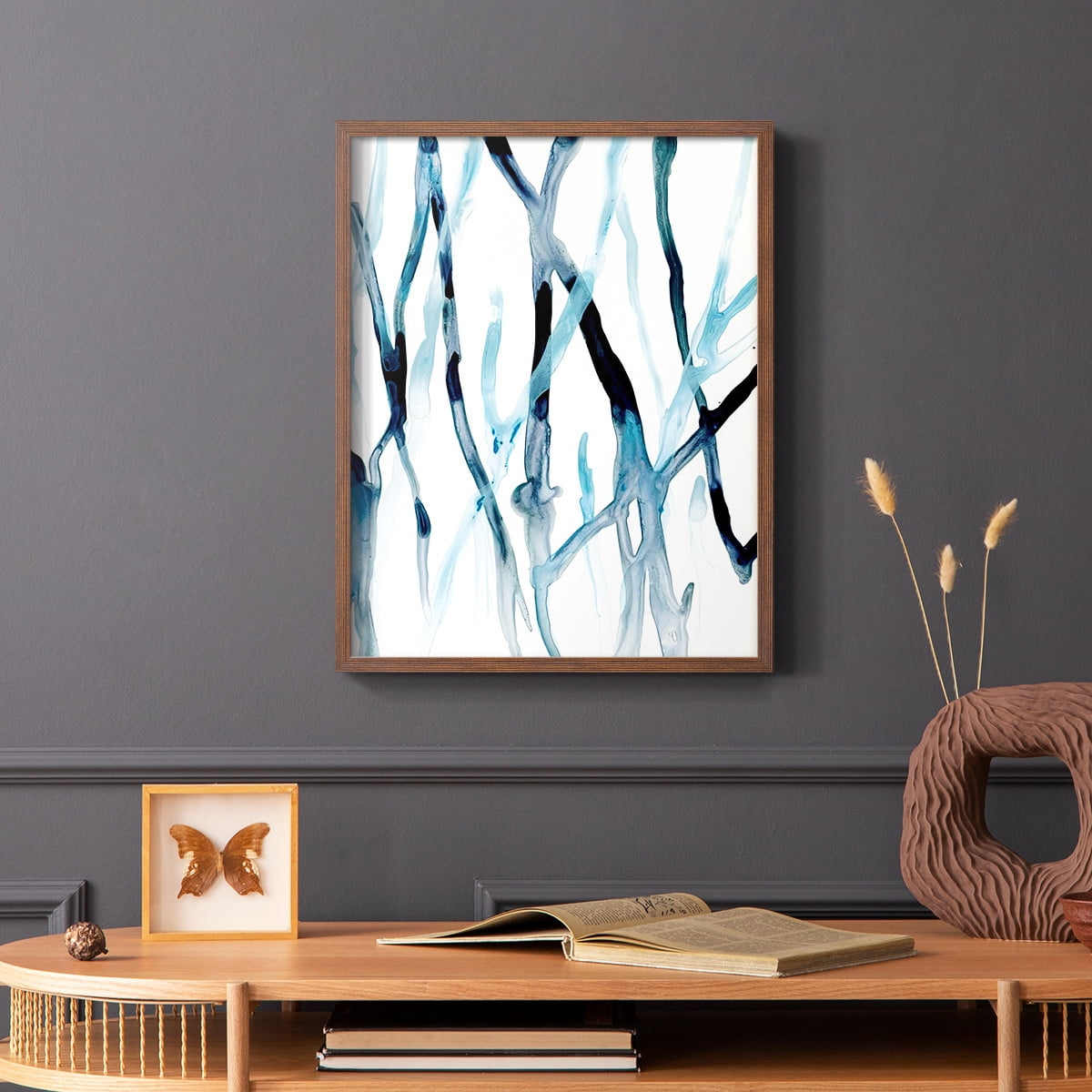 Runnel II Framed Print in Brown Solid Wood Framed Print No Nail Hanging
