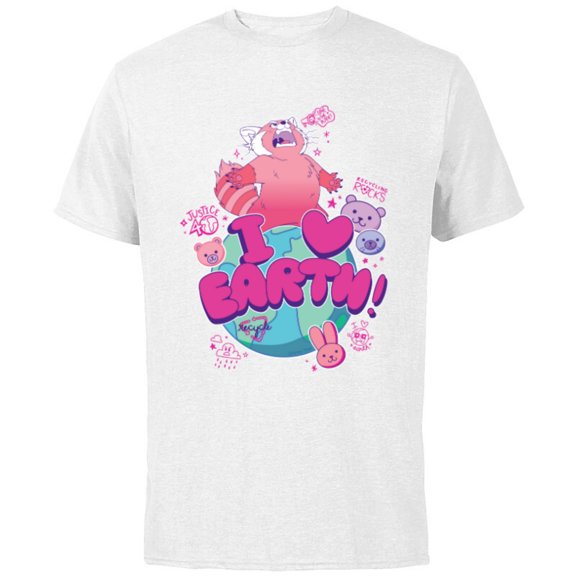 Disney and Pixar’s Turning Red I Heart Earth Day Panda Mei - Short Sleeve Cotton T-Shirt for Adults - Customized-White