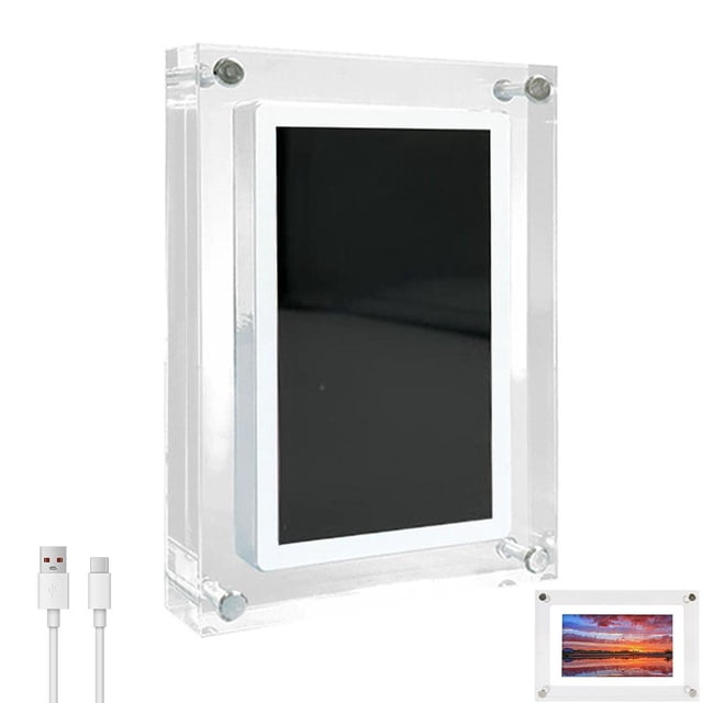 Acrylic Digital Video Picture Frame with Sound, Smart Rechargeable Motion Loop Player, Desktop Display for Custom Videos, Valentines Day Gift for Boyfriend/Girlfriend, White 7 Inch