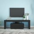 thumbnail image 2 of Black TV Stand with LED RGB Lights, Flat Screen TV Cabinet, Gaming Consoles for Entertainment Lounge, Living Room, Bedroom, 2 of 12