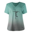 thumbnail image 4 of Tejiojio Essentials Short Sleeve Clearance Lady's Summer T-Shirt Womens Casual V-Neck Fading Color Blouse Tops Plus Size, 4 of 5