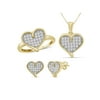 JewelersClub 1.00 Carat T.W. White Diamond 14k Gold Over Silver 3 Piece Heart Jewelry Set
