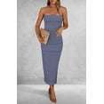 thumbnail image 3 of Vestido PRETTYGARDEN Tubo Bodycon Maxi a Rayas Azul Marino Blanco M, 3 of 5