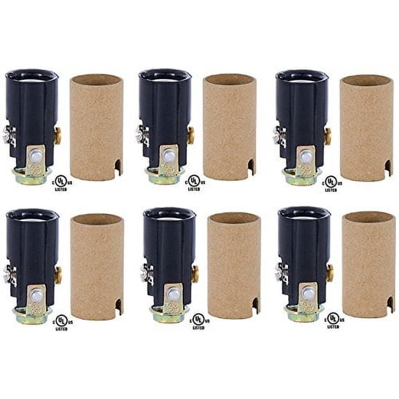 Creative Hobbies 10025 Candelabra Base Keyless Phenolic Socket, 1-1/2 Inch High Overall, 1/8 IP Female Mounting Bracket, Pack of 6