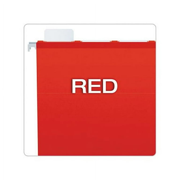 Colored Reinforced Hanging Folders, Letter Size, 1/5-Cut Tabs, Red, 25/Box Colored Reinforced Hanging Folders, Letter Size, 1/5-Cut Tabs, Red, 25/Box