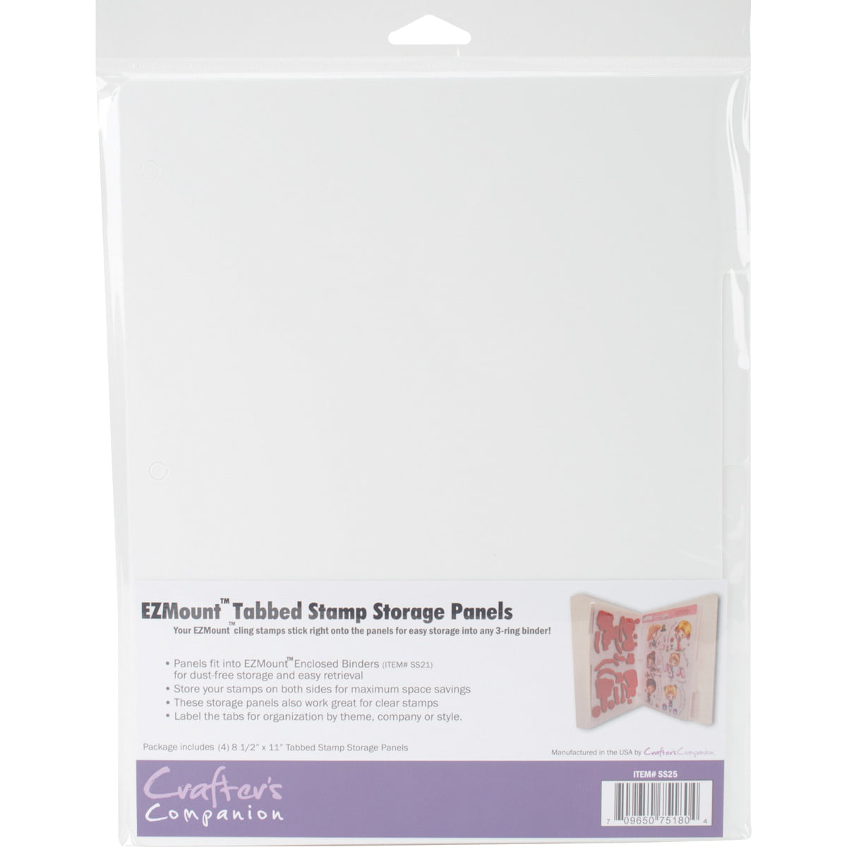 EZMount 8.5x11 Tabbed Stamp Storage Panels 4 Count, Multipack of 6 