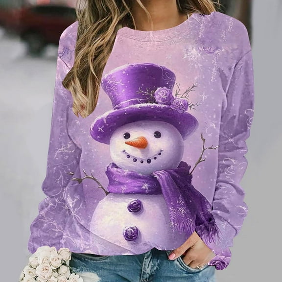 Jsaierl Merry Christmas Fleece Sweatshirts Womens Plus Size Xmas Graphic Sweatshirt Loose Fit Pullover Sweater Tops Round Neck Tunic Long Sleeve Shirts Christmas Costume